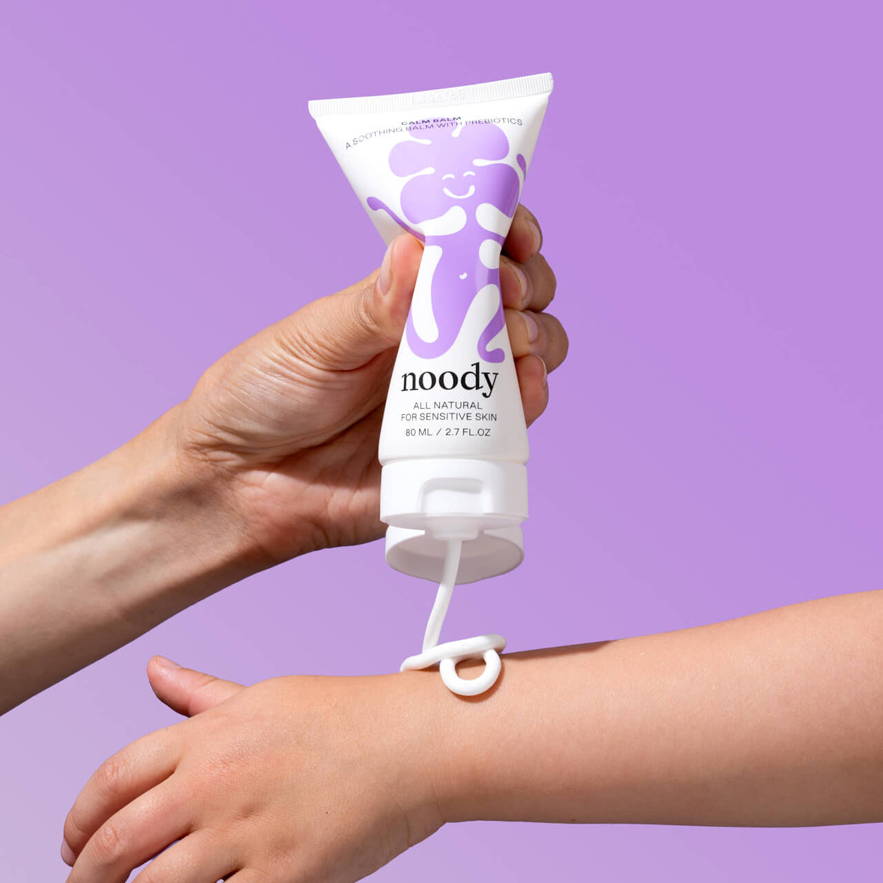 Noody Calm Balm 80ml — rich nourishing balm for dry patches and eczema-prone kids' skin. Kawakawa, calendula, mānuka honey, shea butter, zinc.